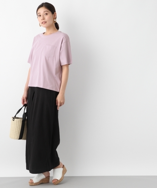 LEPSIM（レプシィム）の「USA/コットンポケツキビッグTシャツ　799469（Tシャツ/カットソー・レディース・オフホワイト/ホワイト×ブラック/ブラック/パープル/ブラウン・FREE）」の14枚目の写真