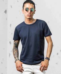 裾ラウンドクルーネック半袖無地Tシャツ カットソー
