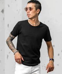 裾ラウンドクルーネック半袖無地Tシャツ カットソー