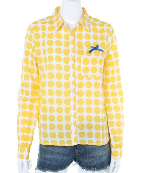 WC（ダブル シー）の「wc/ドットガーゼシャツ（シャツ/ブラウス・レディース・ブラック/ネイビー/イエロー・FREE）」の6枚目の写真