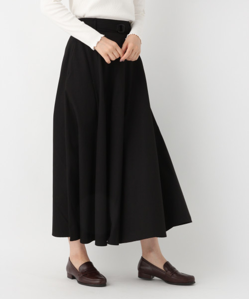 GLOBAL WORK（グローバルワーク）の「ベルトチノマキシフレアスカート/804887（スカート・レディース・ブラック/カーキ/ベージュ・LARGE/MEDIUM）」の2枚目の写真