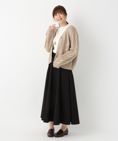 GLOBAL WORK（グローバルワーク）の「ベルトチノマキシフレアスカート/804887（スカート・レディース・ブラック/カーキ/ベージュ・LARGE/MEDIUM）」の4枚目の写真