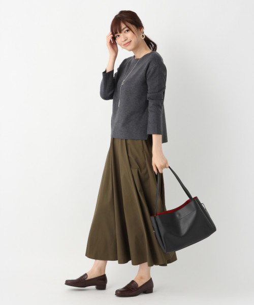 GLOBAL WORK（グローバルワーク）の「ベルトチノマキシフレアスカート/804887（スカート・レディース・ブラック/カーキ/ベージュ・LARGE/MEDIUM）」の6枚目の写真