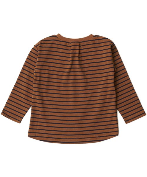 Otonato(オトナト)の「ワッペンボーダーTシャツ(Tシャツ/カットソー・キッズ・ブラウン/オフホワイト・90/120/80/100/130/110/140/95)」の12枚目の写真