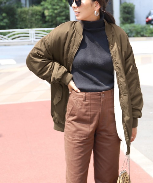 coca(coca)(コカ)の「【2WAY】MA-1×ボアリバーシブルブルゾン(ブルゾン・レディース・ブラック/カーキ/ブラウン・ONE SIZE)」の13枚目の写真