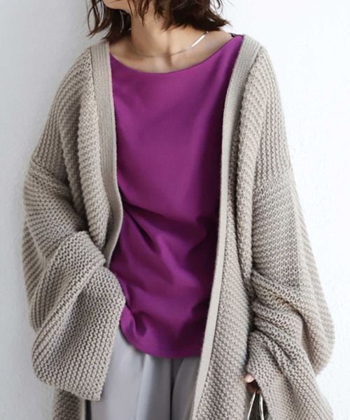 antiqua（アンティカ）の「綿100%ベーシックコットンロンＴ（Tシャツ/カットソー・レディース・ブラック/ネイビー/オフホワイト/杢グレー/モカ/オートミール/パープル/ブラウン系その他2/ブラウン系その他/ブルー系その他/カーキ/モスグリーン/ベージュ/ベージュ系その他・M/L/S/XL）」の14枚目の写真