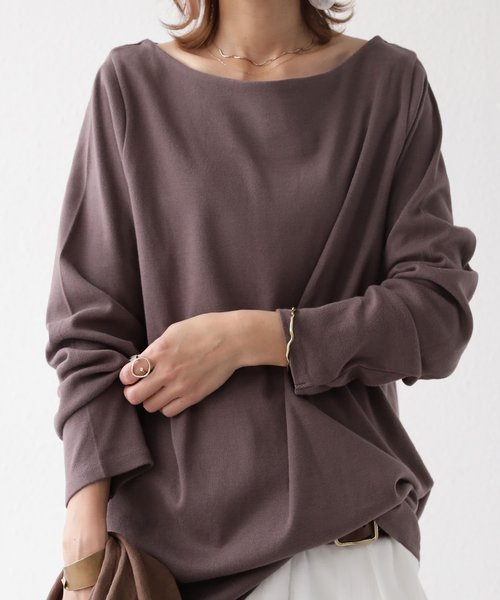 antiqua（アンティカ）の「綿100%ベーシックコットンロンＴ（Tシャツ/カットソー・レディース・ブラック/ネイビー/オフホワイト/杢グレー/モカ/オートミール/パープル/ブラウン系その他2/ブラウン系その他/ブルー系その他/カーキ/モスグリーン/ベージュ/ベージュ系その他・M/L/S/XL）」の5枚目の写真