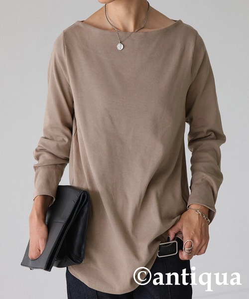 antiqua（アンティカ）の「綿100%ベーシックコットンロンＴ（Tシャツ/カットソー・レディース・ブラック/ネイビー/オフホワイト/杢グレー/モカ/オートミール/パープル/ブラウン系その他2/ブラウン系その他/ブルー系その他/カーキ/モスグリーン/ベージュ/ベージュ系その他・M/L/S/XL）」の17枚目の写真