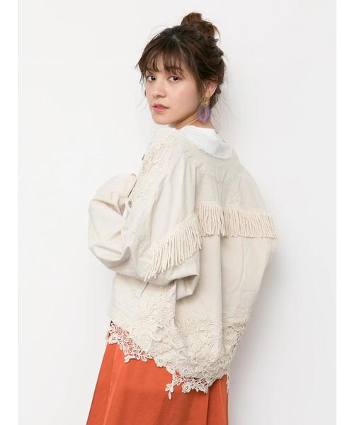 Editt by YECCA VECCA（エディットバイイェッカヴェッカ）の「レ－ス＆フリンジジャケット①（ブルゾン・レディース・アイボリー・フリー）」の19枚目の写真