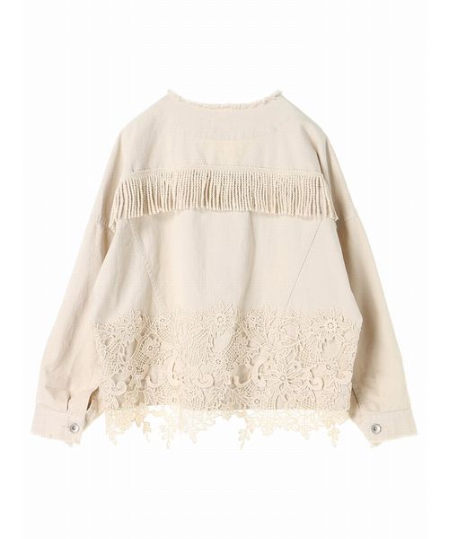 Editt by YECCA VECCA（エディットバイイェッカヴェッカ）の「レ－ス＆フリンジジャケット①（ブルゾン・レディース・アイボリー・フリー）」の3枚目の写真