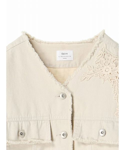 Editt by YECCA VECCA（エディットバイイェッカヴェッカ）の「レ－ス＆フリンジジャケット①（ブルゾン・レディース・アイボリー・フリー）」の5枚目の写真