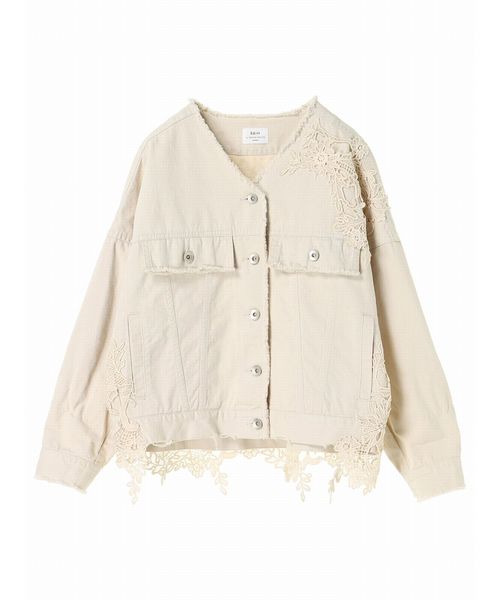 Editt by YECCA VECCA（エディットバイイェッカヴェッカ）の「レ－ス＆フリンジジャケット①（ブルゾン・レディース・アイボリー・フリー）」の10枚目の写真