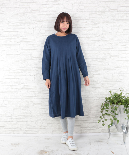 sabstreet my standard(サブストリートマイスタンダード)の「コットンタックワンピース【大きいサイズ対応】【9号(M)~15号(3L)】(ワンピース・レディース・ネイビー/サックスブルー・15号/9号)」の13枚目の写真