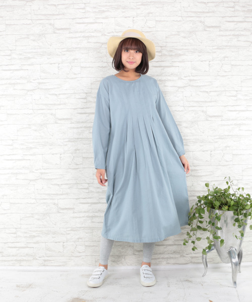 sabstreet my standard(サブストリートマイスタンダード)の「コットンタックワンピース【大きいサイズ対応】【9号(M)~15号(3L)】(ワンピース・レディース・ネイビー/サックスブルー・15号/9号)」の14枚目の写真