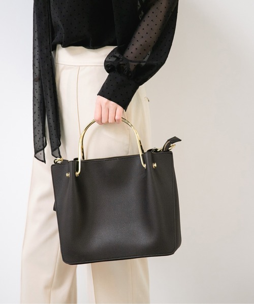 A part by（アパートバイ）の「メタルハンドルバッグ 829541（ショルダーバッグ・レディース・アイボリー/ブラック/ベージュ/オフホワイト/ナチュラル・FREE）」の16枚目の写真