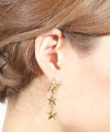 blackdia by 7JEWELRY 24KGP 3連スターピアス