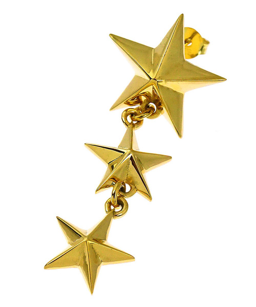 blackdia by 7JEWELRY(ブラックダイヤバイセブンジュエリー)の「blackdia by 7JEWELRY 24KGP 3連スターピアス(ピアス(片耳用)・メンズ・ゴールド・FREE)」の4枚目の写真