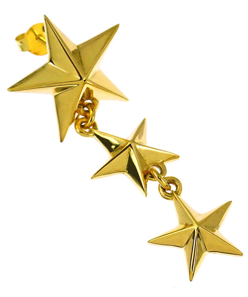 blackdia by 7JEWELRY(ブラックダイヤバイセブンジュエリー)の「blackdia by 7JEWELRY 24KGP 3連スターピアス(ピアス(片耳用)・メンズ・ゴールド・FREE)」の5枚目の写真