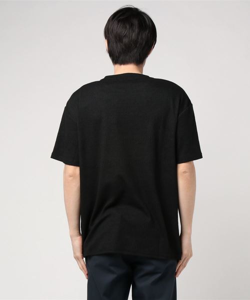 Luv maison（ラブメゾン）の「LUV・ボーダージャガード半袖 Tシャツ（Tシャツ/カットソー・メンズ・ブラック/ホワイト/ピンク・L/M）」の5枚目の写真