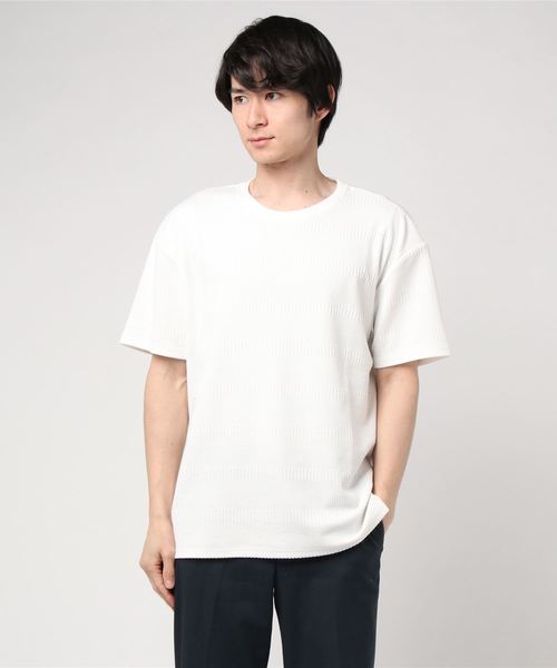 Luv maison（ラブメゾン）の「LUV・ボーダージャガード半袖 Tシャツ（Tシャツ/カットソー・メンズ・ブラック/ホワイト/ピンク・L/M）」の6枚目の写真