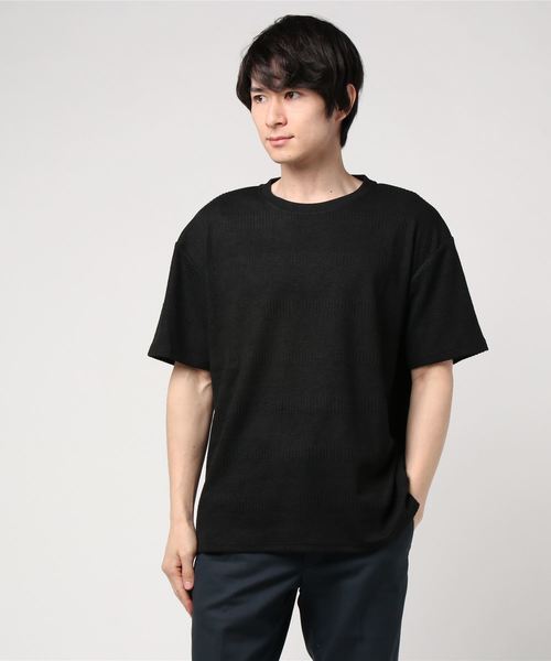 Luv maison（ラブメゾン）の「LUV・ボーダージャガード半袖 Tシャツ（Tシャツ/カットソー・メンズ・ブラック/ホワイト/ピンク・L/M）」の10枚目の写真