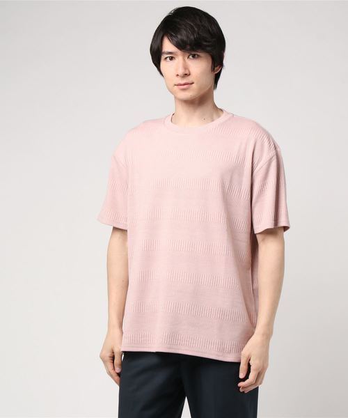 Luv maison（ラブメゾン）の「LUV・ボーダージャガード半袖 Tシャツ（Tシャツ/カットソー・メンズ・ブラック/ホワイト/ピンク・L/M）」の8枚目の写真