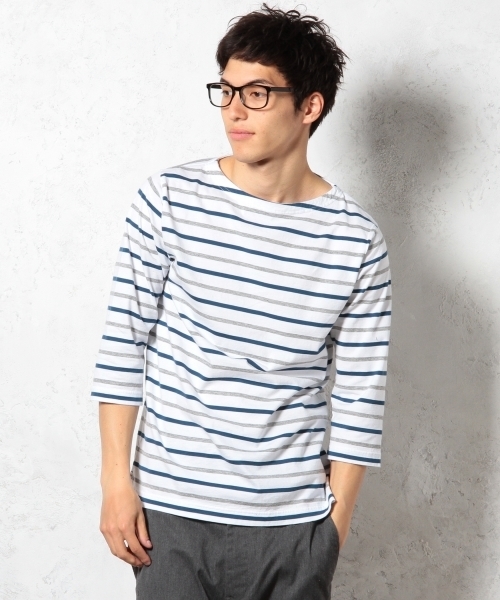 green label relaxing（グリーンレーベルリラクシング）の「◎MLT/BORDER BOAT 7/SLカットソー ◆（Tシャツ/カットソー・メンズ・ホワイト/グレー/コバルトブルー/ブラック・LARGE/SMALL/MEDIUM/X-LARGE）」の2枚目の写真