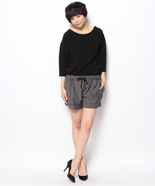 NANO universe（ナノユニバース）の「グログラン*ストライプサロペット（サロペット/オーバーオール・レディース・オフホワイト/ブラック・FREE）」の6枚目の写真