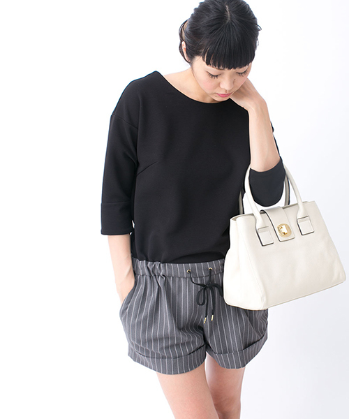 NANO universe（ナノユニバース）の「グログラン*ストライプサロペット（サロペット/オーバーオール・レディース・オフホワイト/ブラック・FREE）」の15枚目の写真