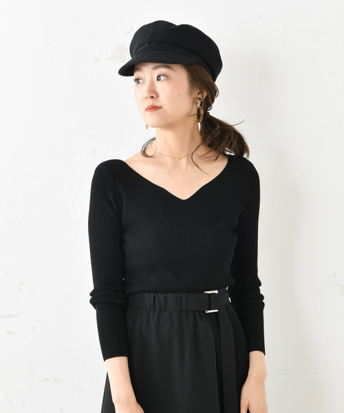 DouDou（ドゥドゥ）の「ゆるVプルオーバー（ニット/セーター・レディース・オフホワイト/ブラック/ダークブラウン/グレイッシュベージュ/ブラウン系その他/ブルー・FREE）」の3枚目の写真