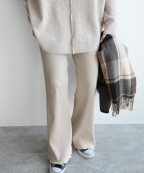 reca（レカ）の「メローリブパンツ（その他パンツ・レディース・ブラック/ブラウン/ベージュ/モカ/ダークベージュ・FREE）」の4枚目の写真