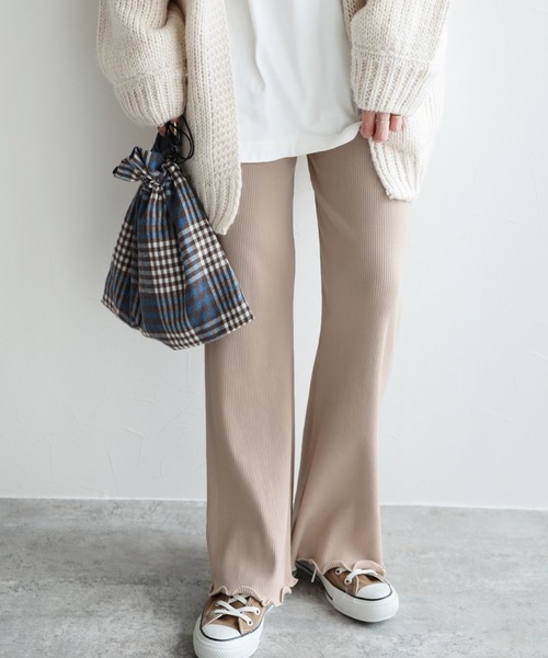 reca（レカ）の「メローリブパンツ（その他パンツ・レディース・ブラック/ブラウン/ベージュ/モカ/ダークベージュ・FREE）」の5枚目の写真