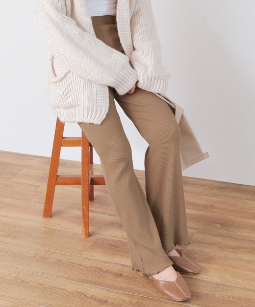 reca（レカ）の「メローリブパンツ（その他パンツ・レディース・ブラック/ブラウン/ベージュ/モカ/ダークベージュ・FREE）」の2枚目の写真