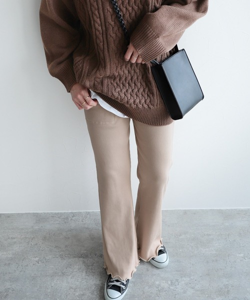 reca（レカ）の「メローリブパンツ（その他パンツ・レディース・ブラック/ブラウン/ベージュ/モカ/ダークベージュ・FREE）」の7枚目の写真