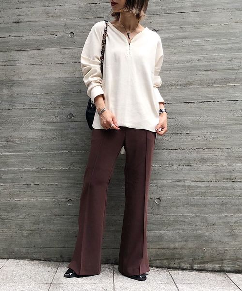 PAGEBOY（ページボーイ）の「ホックヘンリーネックプルオーバー（Tシャツ/カットソー・レディース・オフホワイト/ブラック/ブラック系その他/ベージュ・FREE）」の7枚目の写真