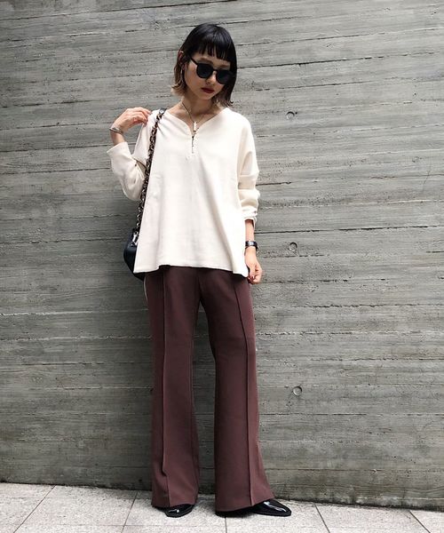 PAGEBOY（ページボーイ）の「ホックヘンリーネックプルオーバー（Tシャツ/カットソー・レディース・オフホワイト/ブラック/ブラック系その他/ベージュ・FREE）」の9枚目の写真