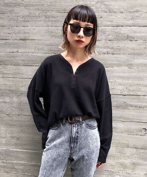 PAGEBOY（ページボーイ）の「ホックヘンリーネックプルオーバー（Tシャツ/カットソー・レディース・オフホワイト/ブラック/ブラック系その他/ベージュ・FREE）」の11枚目の写真