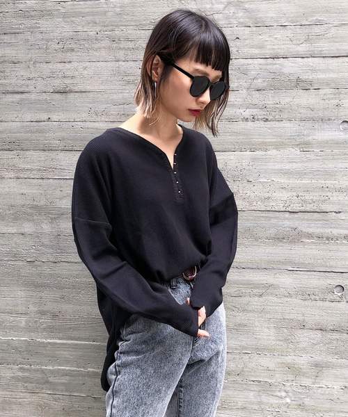 PAGEBOY（ページボーイ）の「ホックヘンリーネックプルオーバー（Tシャツ/カットソー・レディース・オフホワイト/ブラック/ブラック系その他/ベージュ・FREE）」の12枚目の写真