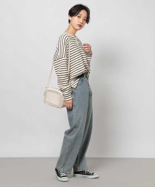 PAGEBOY（ページボーイ）の「ホックヘンリーネックプルオーバー（Tシャツ/カットソー・レディース・オフホワイト/ブラック/ブラック系その他/ベージュ・FREE）」の16枚目の写真