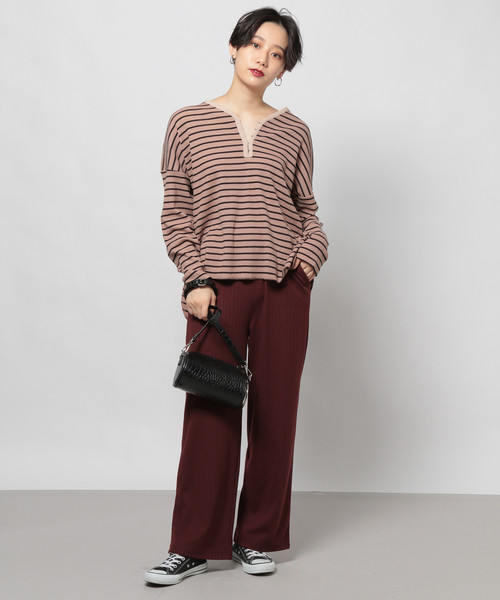 PAGEBOY（ページボーイ）の「ホックヘンリーネックプルオーバー（Tシャツ/カットソー・レディース・オフホワイト/ブラック/ブラック系その他/ベージュ・FREE）」の17枚目の写真