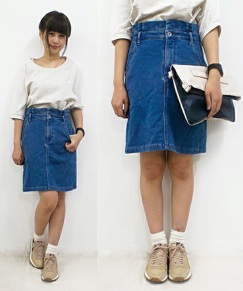 CIAOPANIC（チャオパニック）の「カットライクデニムコクーンSK（スカート・レディース・ライトブルー/オフホワイト・FREE）」の2枚目の写真