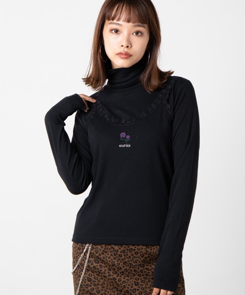 WEGO（ウィゴー）の「WEGO/【2点セット】キャミセットハイネックロンT（Tシャツ/カットソー・レディース・パープル/ブラック・FREE）」の2枚目の写真