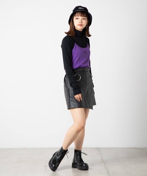 WEGO（ウィゴー）の「WEGO/【2点セット】キャミセットハイネックロンT（Tシャツ/カットソー・レディース・パープル/ブラック・FREE）」の7枚目の写真