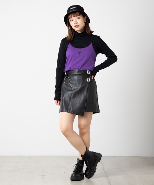 WEGO（ウィゴー）の「WEGO/【2点セット】キャミセットハイネックロンT（Tシャツ/カットソー・レディース・パープル/ブラック・FREE）」の10枚目の写真