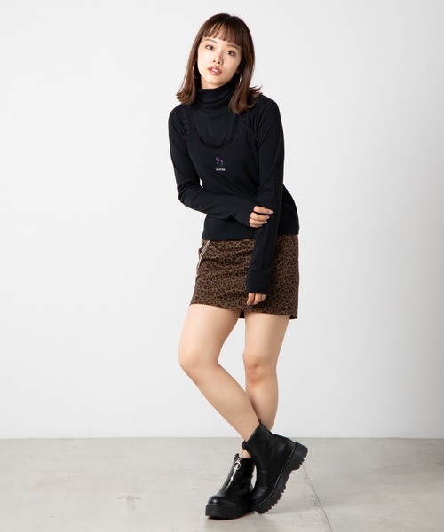 WEGO（ウィゴー）の「WEGO/【2点セット】キャミセットハイネックロンT（Tシャツ/カットソー・レディース・パープル/ブラック・FREE）」の4枚目の写真