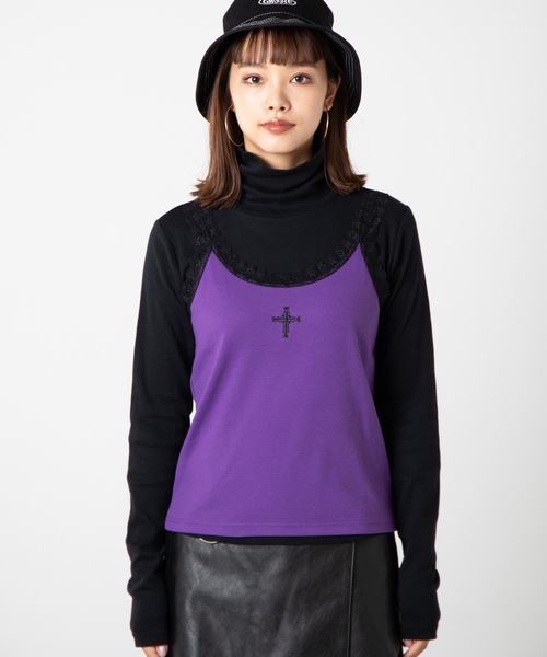 WEGO（ウィゴー）の「WEGO/【2点セット】キャミセットハイネックロンT（Tシャツ/カットソー・レディース・パープル/ブラック・FREE）」の11枚目の写真