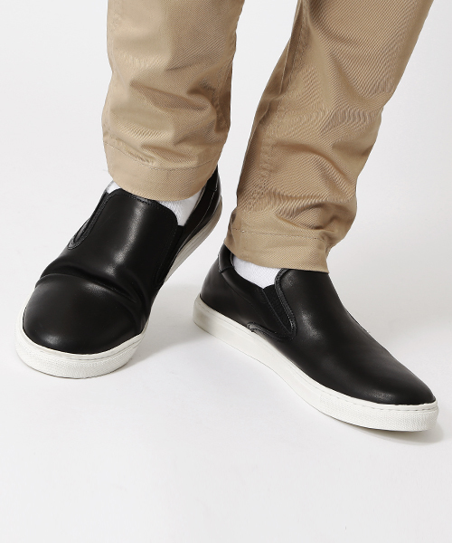 BEAMS（ビームス）の「◎BEAMS / レザー スリッポン（スニーカー・メンズ・ホワイト/ネイビー/ブラック・41/39/42/43/40）」の2枚目の写真