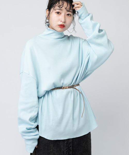 mystic（ミスティック）の「リブBIGタートルプルオーバー（Tシャツ/カットソー・レディース・オフホワイト/ベージュ/サックスブルー/イエロー・FREE）」の3枚目の写真