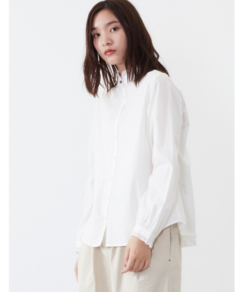 POU DOU DOU（プードゥドゥ）の「レース使いスタンドカラーシャツ（シャツ/ブラウス・レディース・パープル/ブラウン/オフホワイト・3）」の16枚目の写真