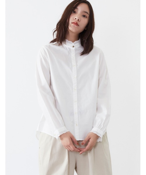 POU DOU DOU（プードゥドゥ）の「レース使いスタンドカラーシャツ（シャツ/ブラウス・レディース・パープル/ブラウン/オフホワイト・3）」の17枚目の写真